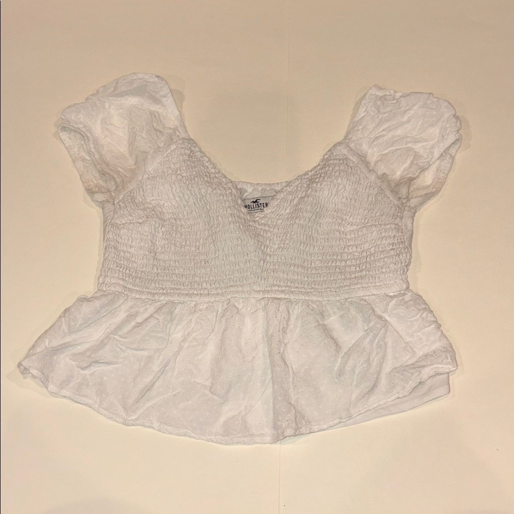 Hollister White Smocked Crop Top
